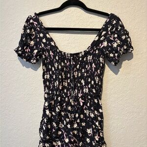Billabong Floral Jumpsuit - Black and Pink